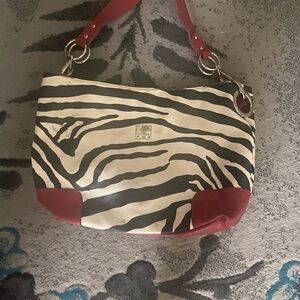 Dooney & Bourke Zebra Print Shoulder Bag - Red and Black
